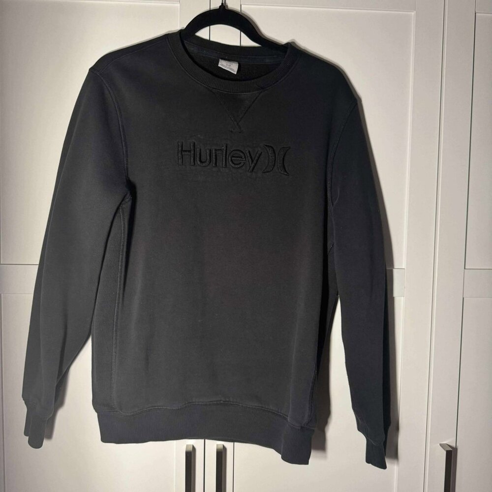 Hurley Women's Pull over Sweater Fleece Crew Black SMALL